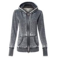 J. America Women's Zen Fleece Full-Zip Hooded Sweatshirt, Dark Smoke, Front view