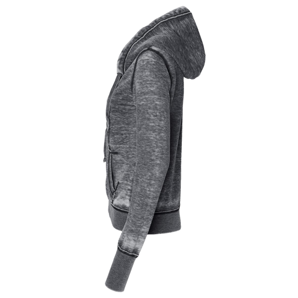 J. America Women's Zen Fleece Full-Zip Hooded Sweatshirt, Dark Smoke, Left Sleeve view