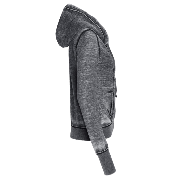 J. America Women's Zen Fleece Full-Zip Hooded Sweatshirt, Dark Smoke, Right Sleeve view