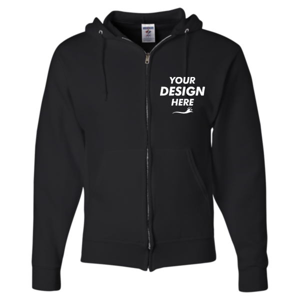 Jerzees Unisex NuBlend® Full-Zip Hooded Sweatshirt, Black, Front view, Mockup