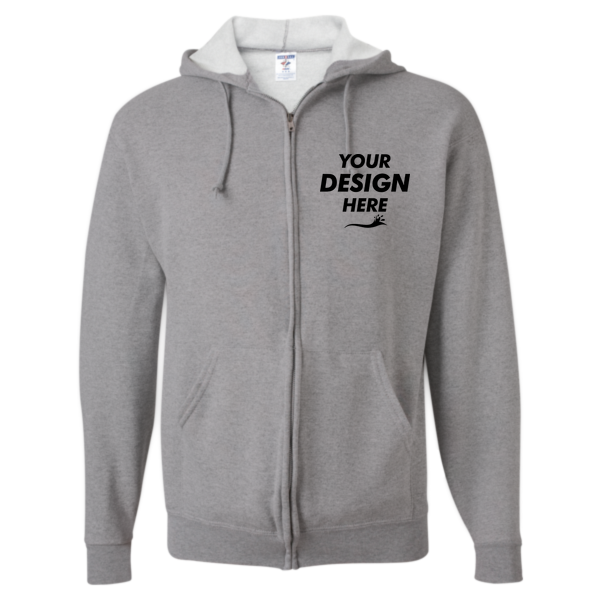 Jerzees Unisex NuBlend® Full-Zip Hooded Sweatshirt, Oxford, Front view, Mockup