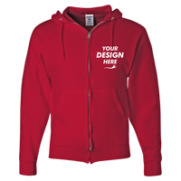 Jerzees Unisex NuBlend® Full-Zip Hooded Sweatshirt, True Red, Front view, Mockup