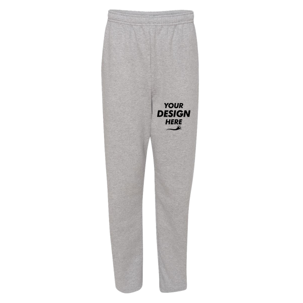 Jerzees Unisex NuBlend® Open-Bottom Sweatpants with Pockets, Athletic Heather, Front view, Mockup