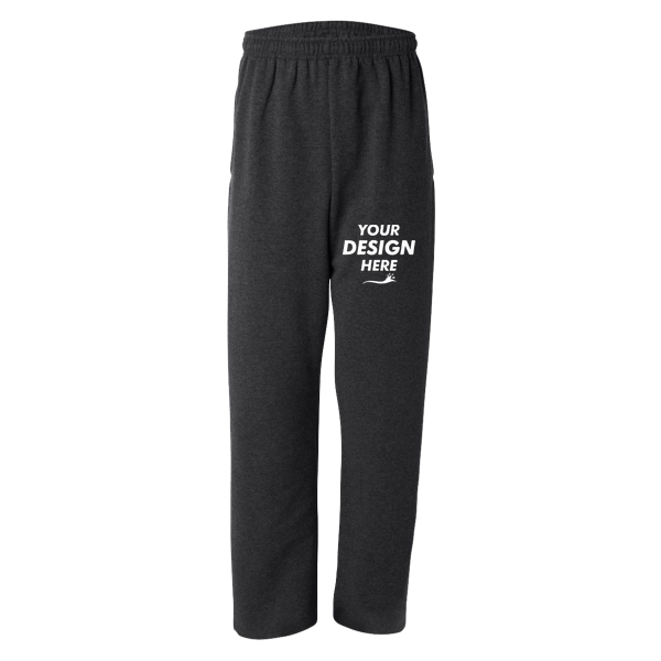 Jerzees Unisex NuBlend® Open-Bottom Sweatpants with Pockets, Black Heather, Front view, Mockup