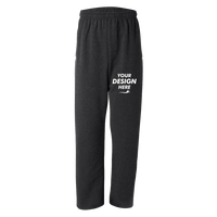 Jerzees Unisex NuBlend® Open-Bottom Sweatpants with Pockets, Black Heather, Front view, Mockup