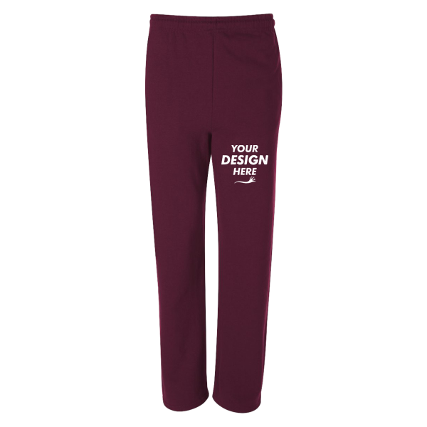 Jerzees Unisex NuBlend® Open-Bottom Sweatpants with Pockets, Maroon, Front view, Mockup
