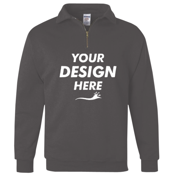 Jerzees Unisex Nublend® Cadet Collar Quarter-Zip Sweatshirt, Charcoal Grey, Front view, Mockup