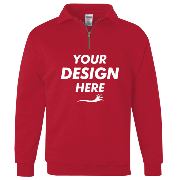 Jerzees Unisex Nublend® Cadet Collar Quarter-Zip Sweatshirt, True Red, Front view, Mockup