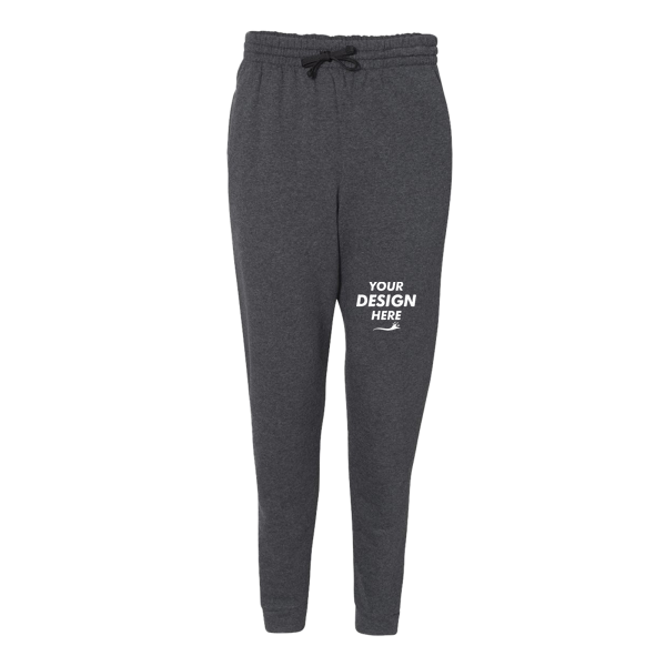 Jerzees Unisex Nublend® Joggers, Black Heather, Front view, Mockup