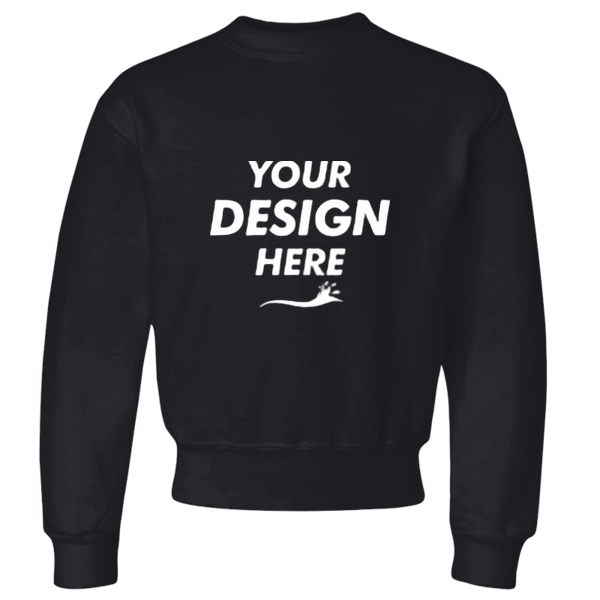 Jerzees Youth NuBlend® Crewneck Sweatshirt, Black, Front view, Mockup