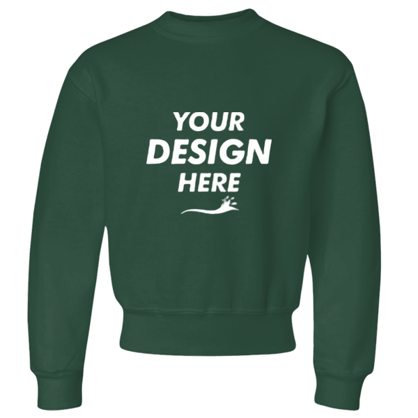 Jerzees Youth NuBlend® Crewneck Sweatshirt, Forest Green, Front view, Mockup