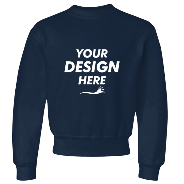 Jerzees Youth NuBlend® Crewneck Sweatshirt, J. Navy, Front view, Mockup