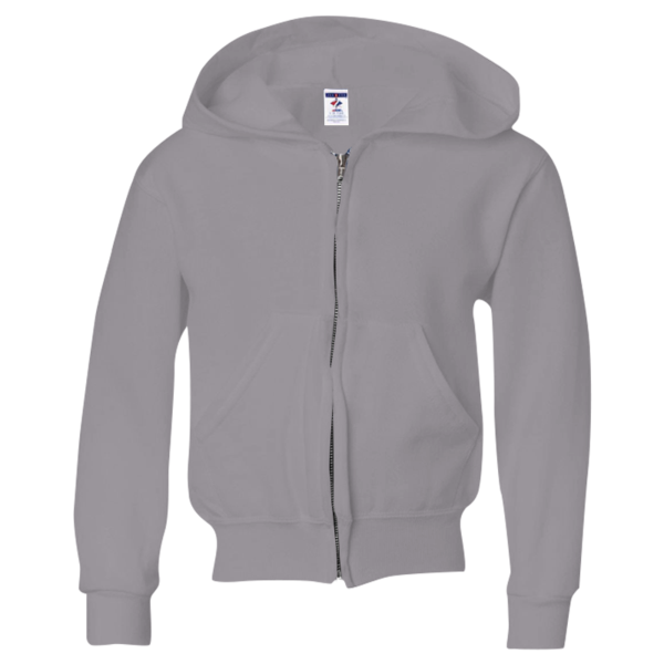 Jerzees Youth NuBlend® Full-Zip Hooded Sweatshirt, Oxford, Front view