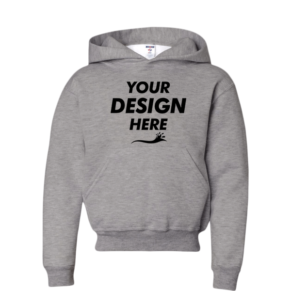 Jerzees Youth NuBlend® Hooded Sweatshirt, Oxford, Front view, Mockup