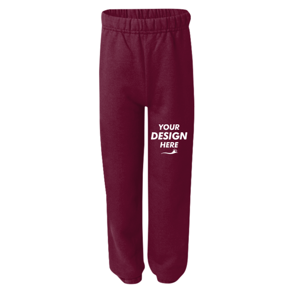 Jerzees Youth NuBlend® Sweatpants, Maroon, Front view, Mockup