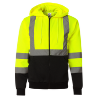 Kishigo Unisex Hi-Vis Full-Zip Hooded Sweatshirt, Lime, Front view