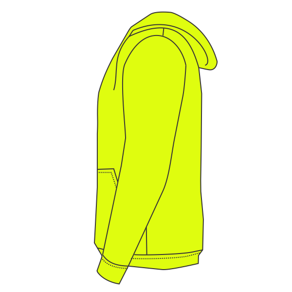 Kishigo Unisex Hi-Vis Full-Zip Hooded Sweatshirt, Lime, Left Sleeve (Long) view
