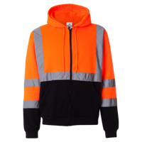 Kishigo Unisex Hi-Vis Full-Zip Hooded Sweatshirt, Orange, Front view