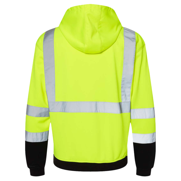 Kishigo Unisex Hi-Vis Hooded Sweatshirt, Lime, Back view