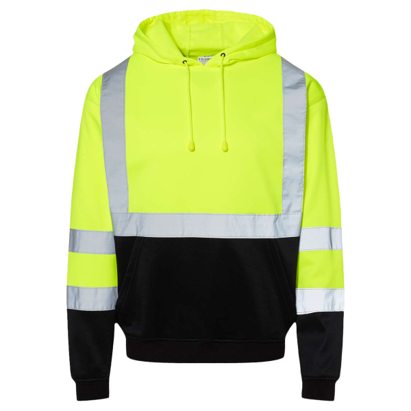 Kishigo Unisex Hi-Vis Hooded Sweatshirt, Lime, Front view