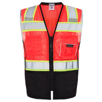 Kishigo Unisex Premium Black Series® Black Bottom Class 2 Vest, Fluorescent Red (1715), Front view