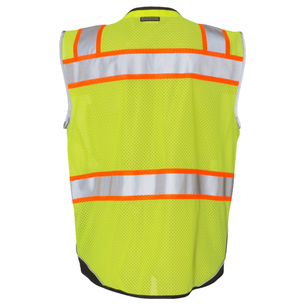 Kishigo Unisex Premium Black Series® Black Bottom Class 2 Vest, Lime, Back view