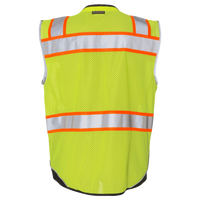 Kishigo Unisex Premium Black Series® Black Bottom Class 2 Vest, Lime, Back view