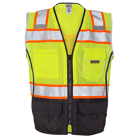 Kishigo Unisex Premium Black Series® Black Bottom Class 2 Vest, Lime, Front view