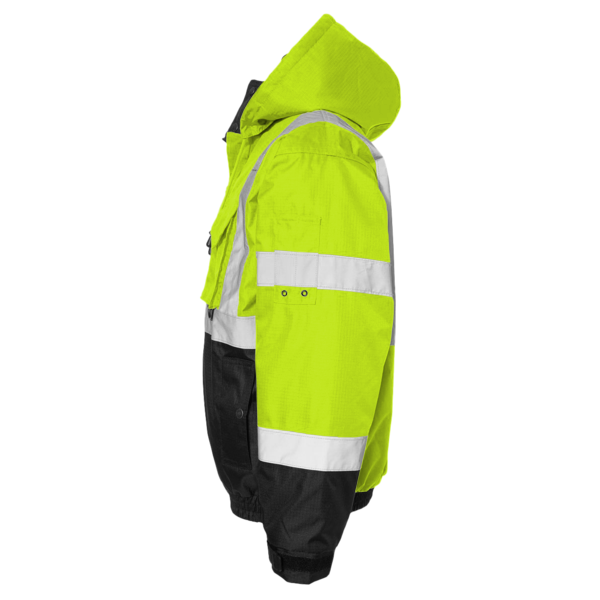 Kishigo Unisex Ripstop Bomber Jacket, Lime / Black, Left Sleeve view