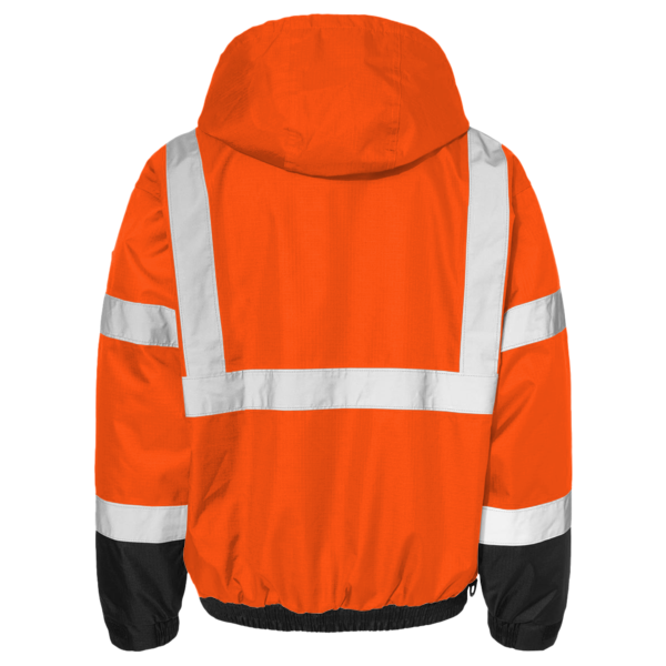 Kishigo Unisex Ripstop Bomber Jacket, Orange / Black, Back view