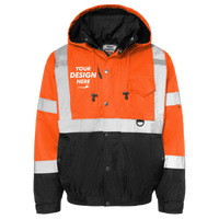 Kishigo Unisex Ripstop Bomber Jacket, Orange / Black, Front view, Mockup