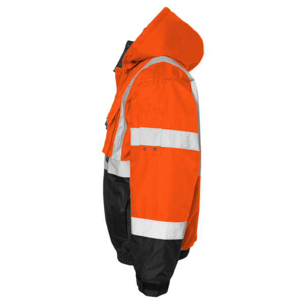 Kishigo Unisex Ripstop Bomber Jacket, Orange / Black, Left Sleeve view
