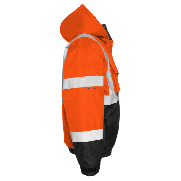 Kishigo Unisex Ripstop Bomber Jacket, Orange / Black, Right Sleeve view