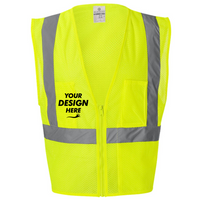 Kishigo Unisex Ultra-Cool™ Mesh Vest with Pockets, Lime, Front view, Mockup