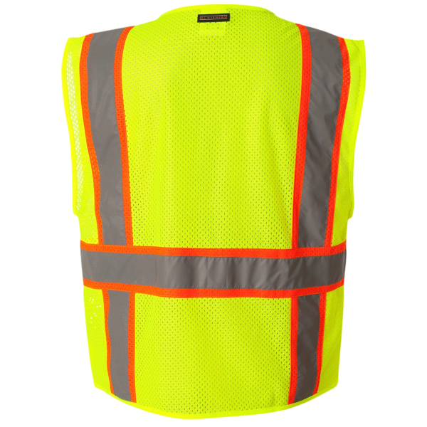 Kishigo Unisex Ultra-Cool™ Multi-Pocket Vest, Lime, Back view