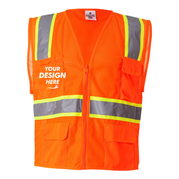 Kishigo Unisex Ultra-Cool™ Multi-Pocket Vest, Orange, Front view, Mockup