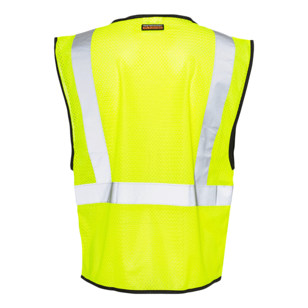 Kishigo Unisex Zippered Mesh Economy Class 2 Vest, Lime, Back view