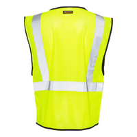 Kishigo Unisex Zippered Mesh Economy Class 2 Vest, Lime, Back view