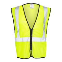 Kishigo Unisex Zippered Mesh Economy Class 2 Vest, Lime, Front view