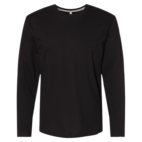 LAT Men's Fine Jersey Long Sleeve Tee, Black / Black, Front view