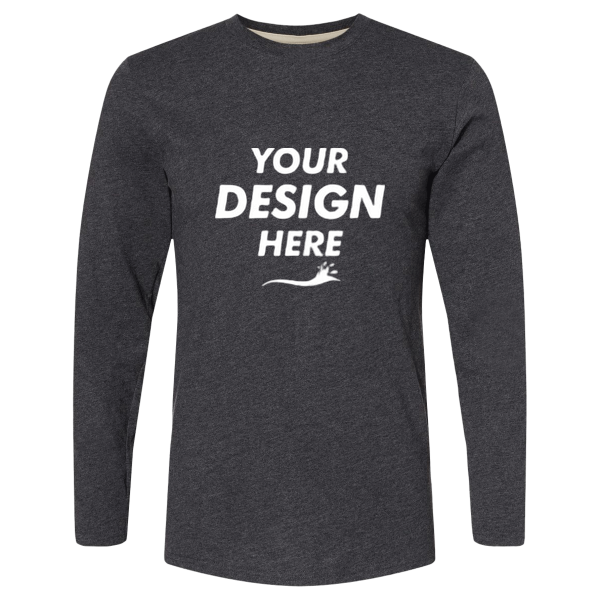 LAT Men's Fine Jersey Long Sleeve Tee, Vintage Smoke / Vintage Smoke, Front view, Mockup