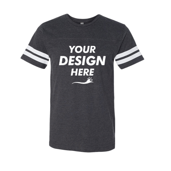 LAT Men's Football Fine Jersey Tee, Black Solid / White, Front view, Mockup