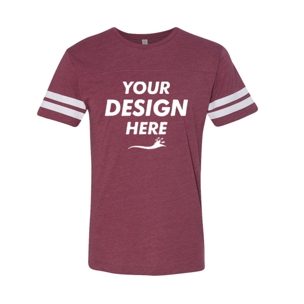 LAT Men's Football Fine Jersey Tee, Vintage Burgundy / White, Front view, Mockup