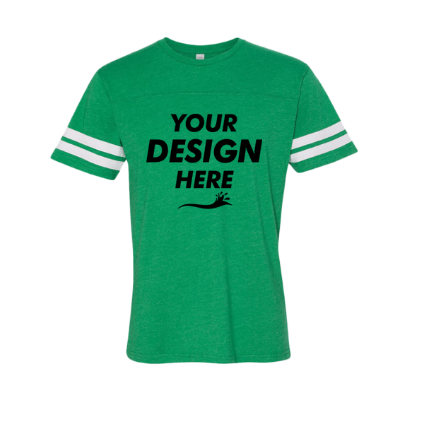 LAT Men's Football Fine Jersey Tee, Vintage Green / White, Front view, Mockup