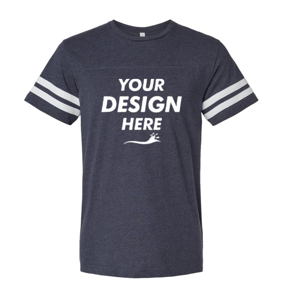 LAT Men's Football Fine Jersey Tee, Vintage Navy / White, Front view, Mockup
