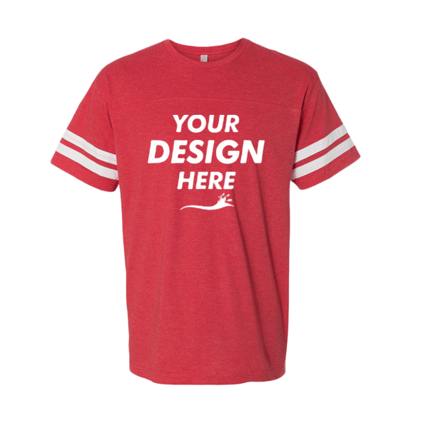 LAT Men's Football Fine Jersey Tee, Vintage Red / White, Front view, Mockup