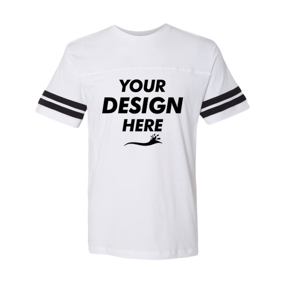 LAT Men's Football Fine Jersey Tee, White Solid / Black, Front view, Mockup