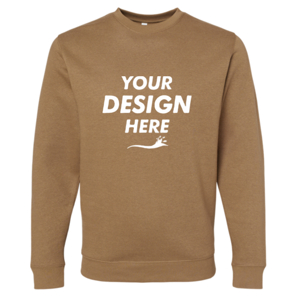 LAT Unisex Elevated Fleece Crewneck Sweatshirt, Coyote Brown, Front view, Mockup