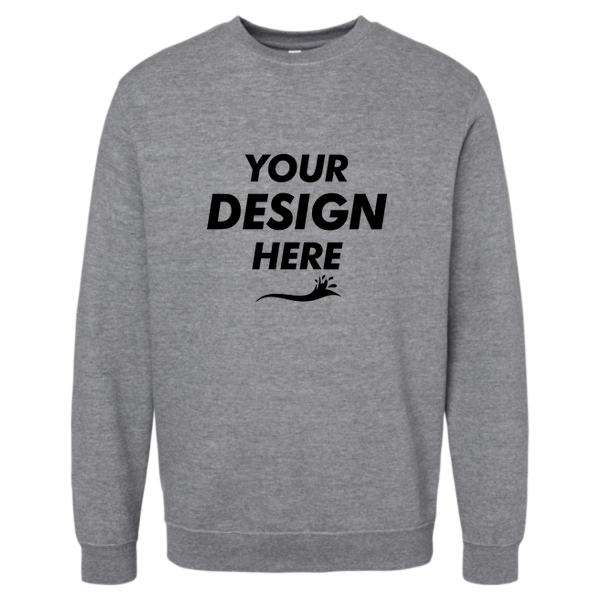 LAT Unisex Elevated Fleece Crewneck Sweatshirt, Granite Heather, Front view, Mockup