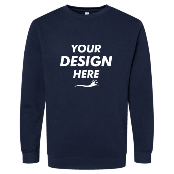 LAT Unisex Elevated Fleece Crewneck Sweatshirt, Navy, Front view, Mockup
